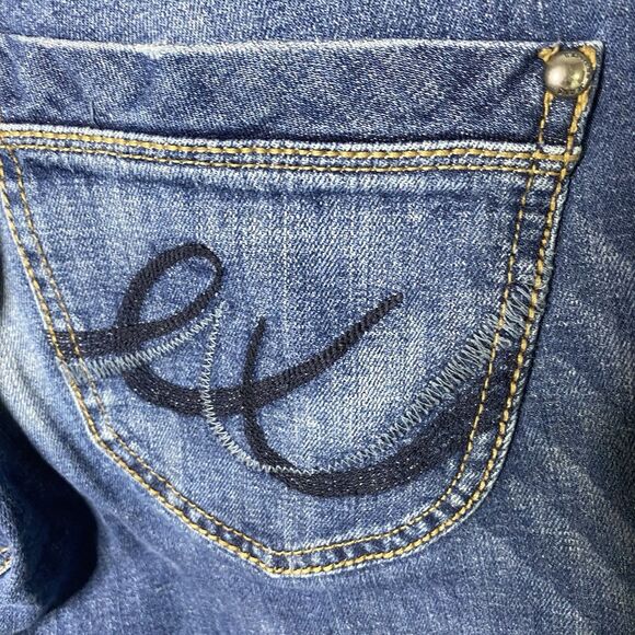 EXPRESS STELLA Jeans Low Rise Bootcut Dark Wash Embroidered Denim Womens 10 Blue - Picture 9 of 11